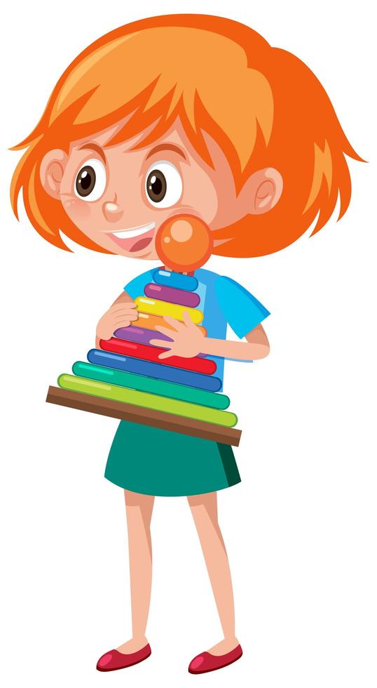 Girl holding ring toss object cartoon character vector