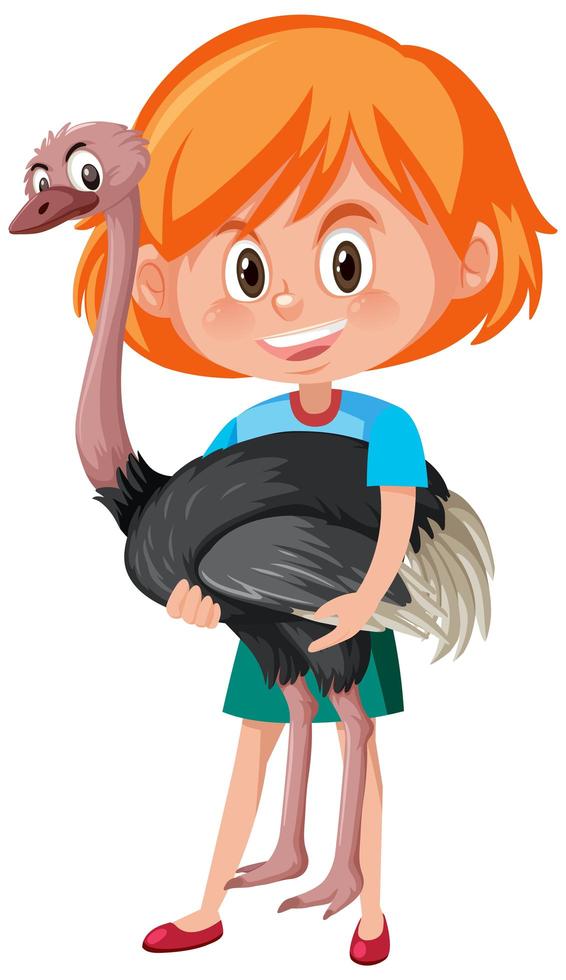 niña sosteniendo un lindo personaje de dibujos animados de animales vector