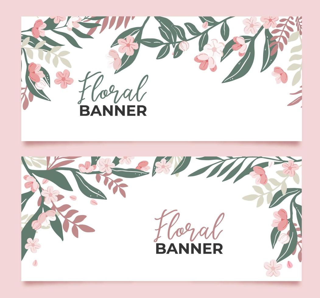 Collection of floral banners vector