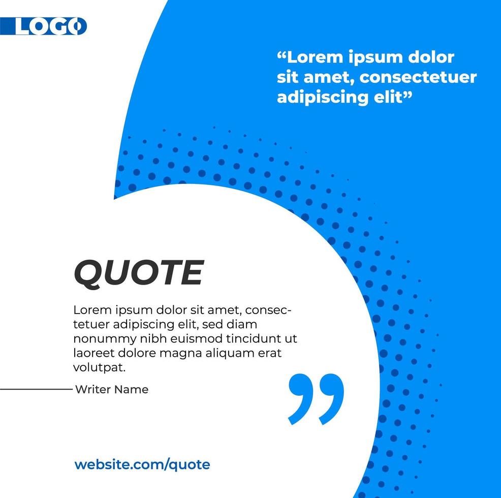 Blue and white banner for quote vector