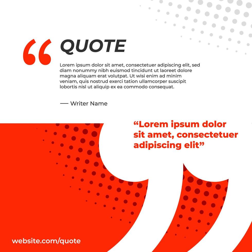 Red and white banner for quote vector