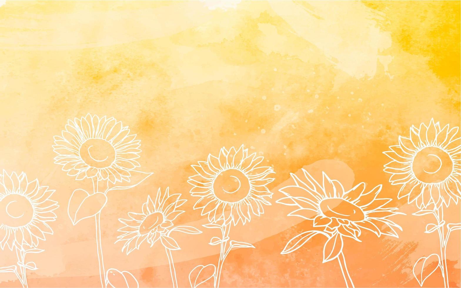 Sunflowers with watercolor background vector