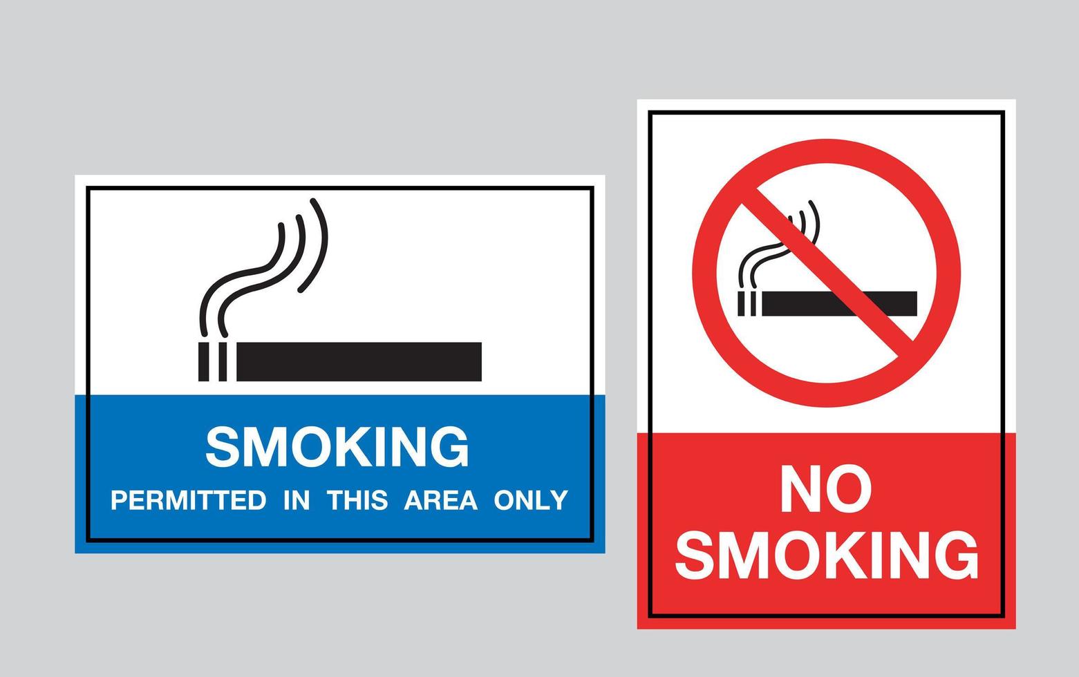 No smoking sign and smoking area. vector