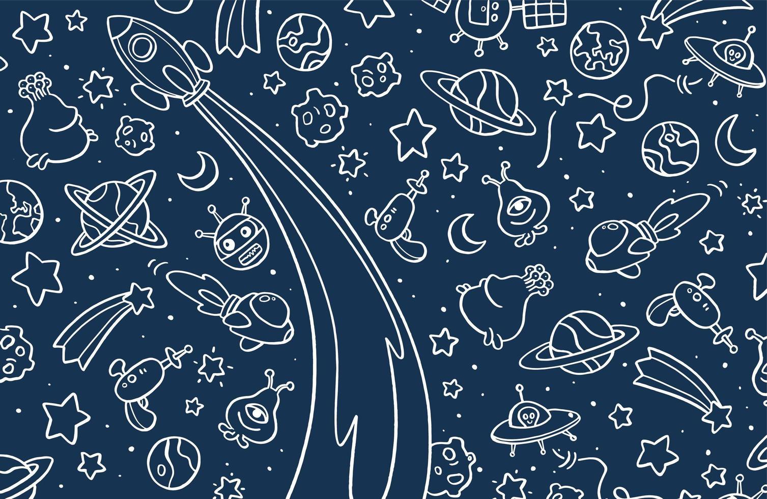 Background with hand drawn space elements vector