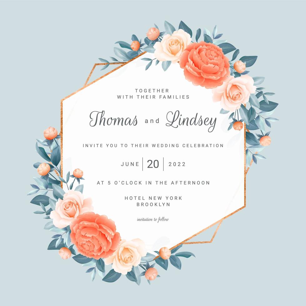 Floral Geometric Save the Date Wedding Frame vector