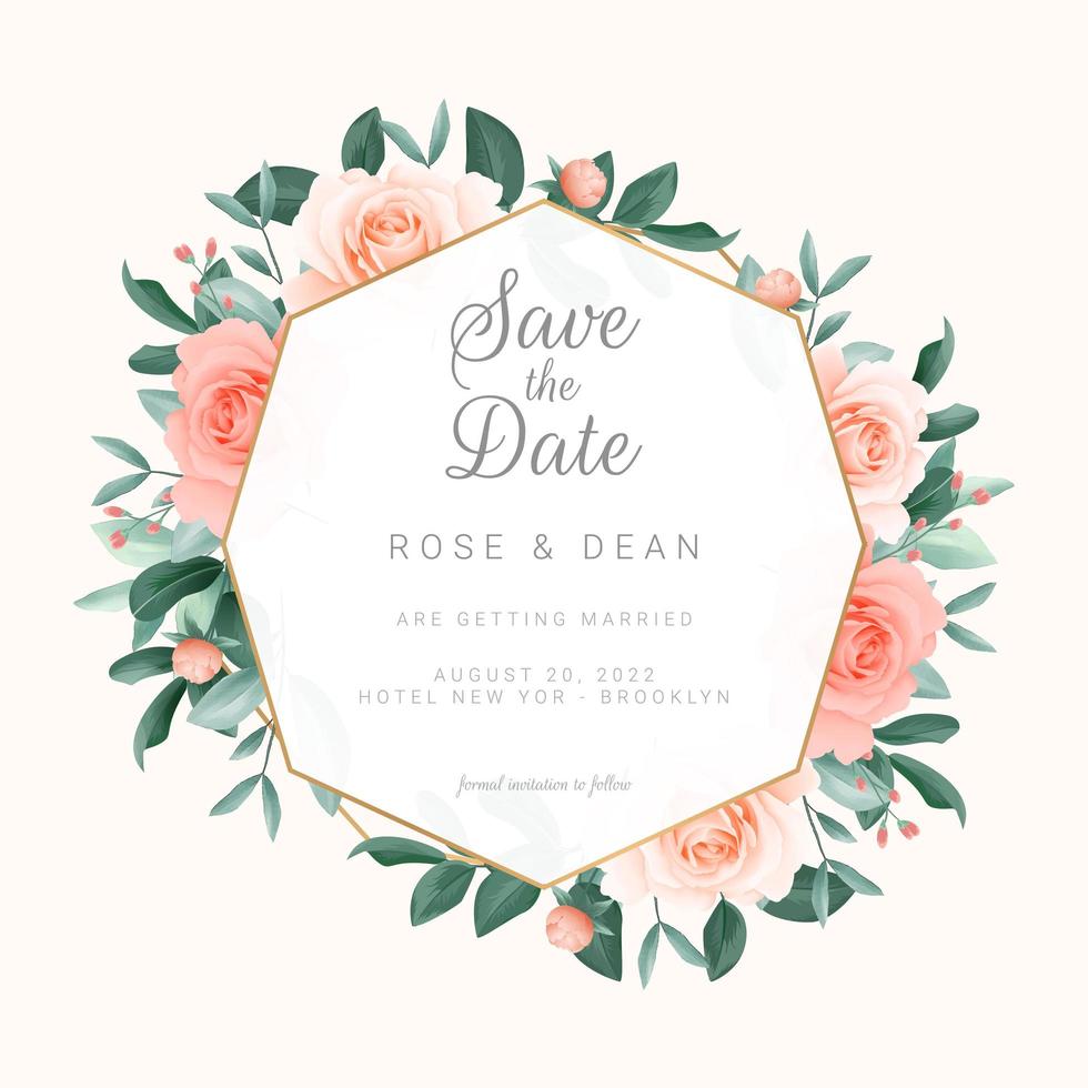 Blush Pink Roses Save the Date Invitation vector