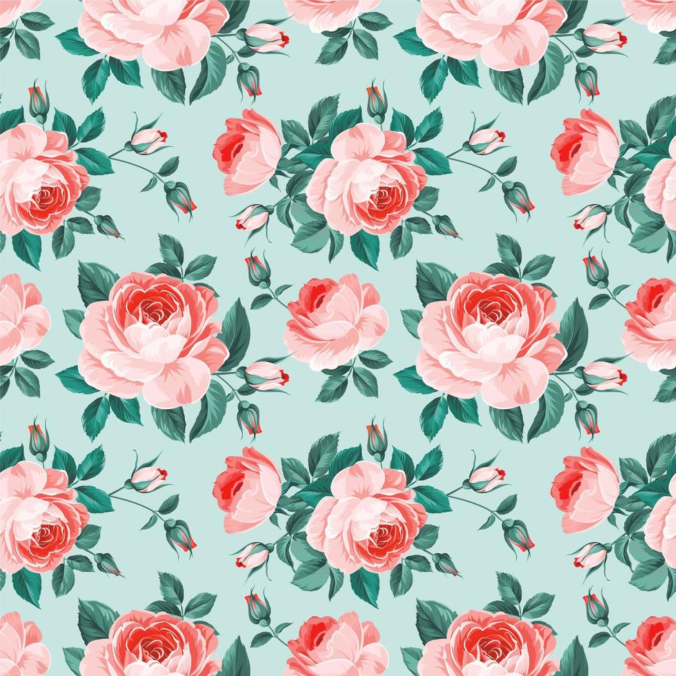 English Roses Vintage Seamless Pattern vector