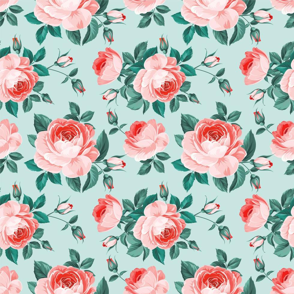 English Roses Vintage Seamless Pattern vector