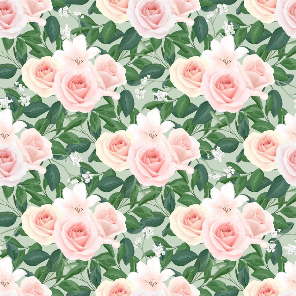 Floral Seamless Pattern of Blush Roses vector