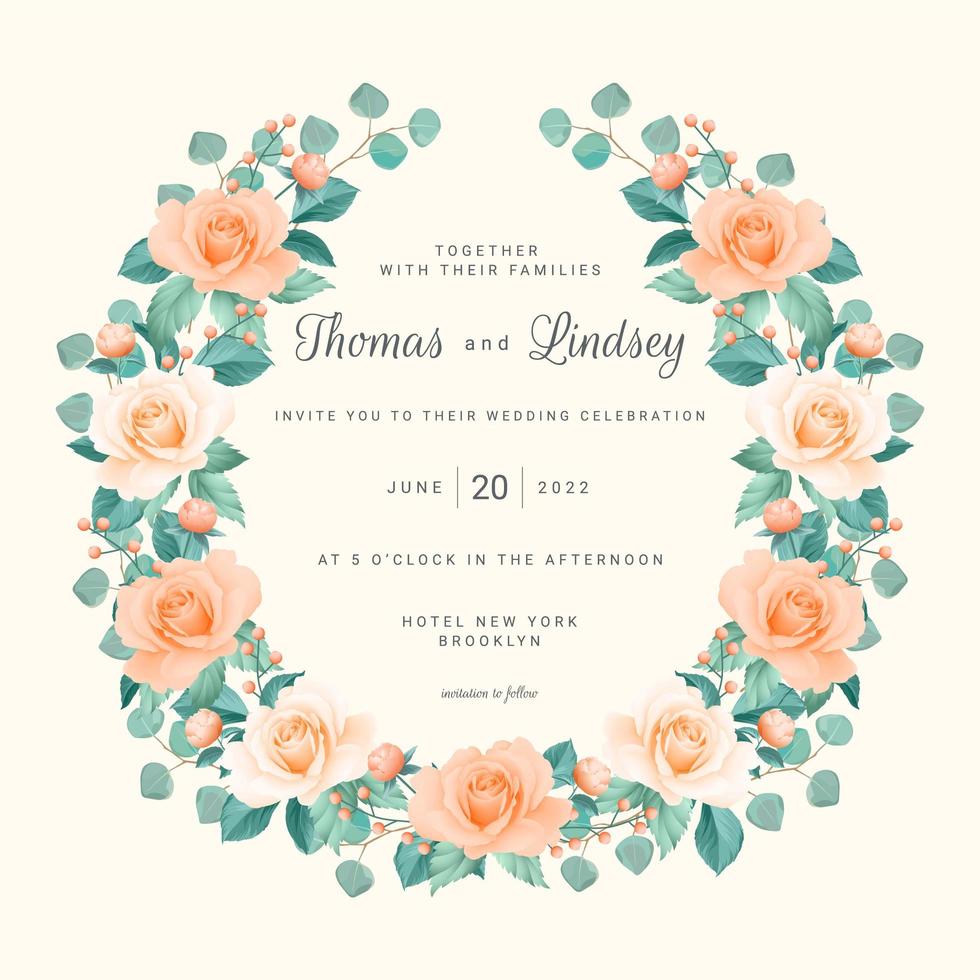 Blush Roses Save the Date Wreath vector