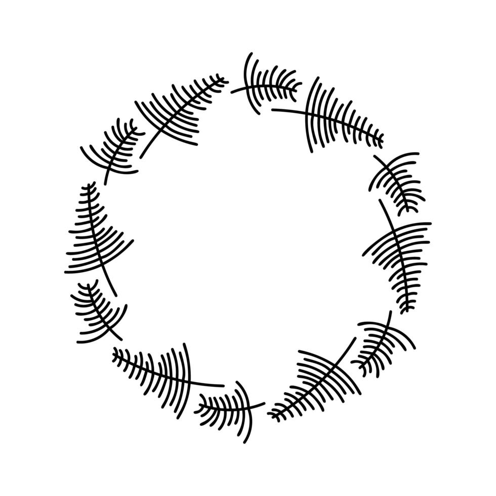 Christmas vector hand drawn monoline wreath of pine branches