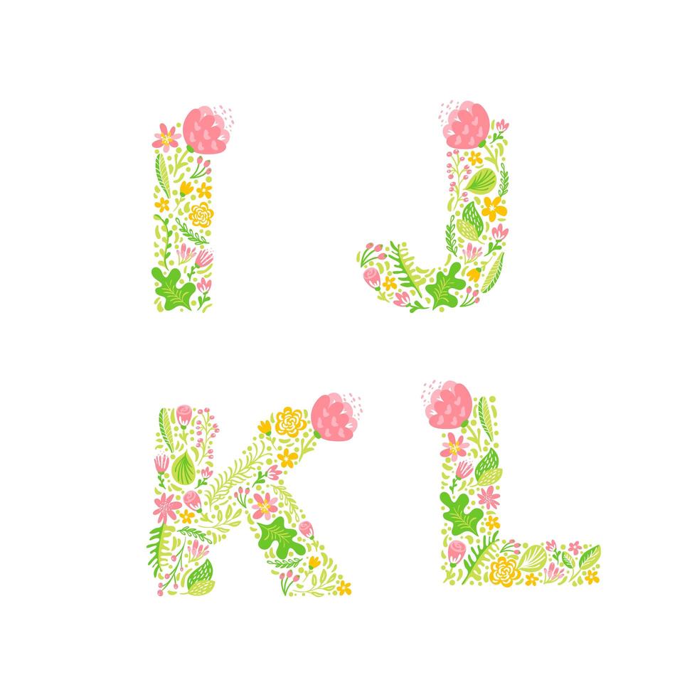 Hand drawn floral uppercase letter monograms vector