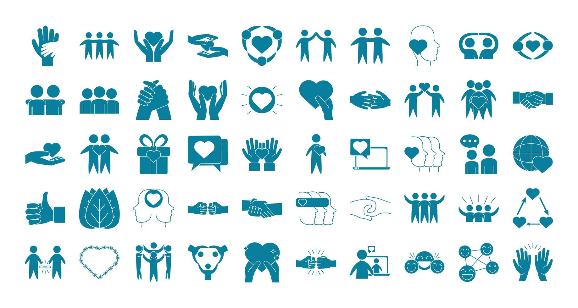 Love and relationship support icon set vector