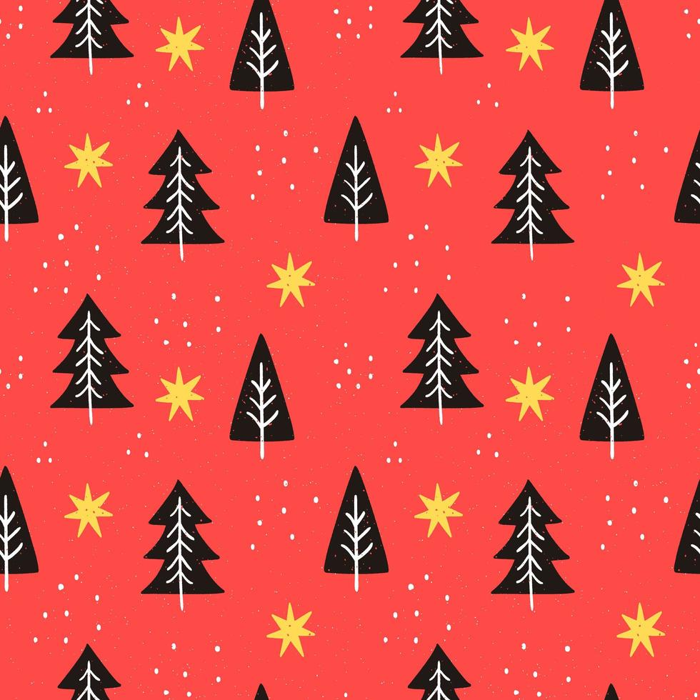 Colorful pattern with doodle tree shapes vector