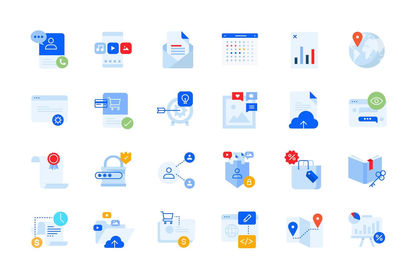 App design and development, business modern icons vector