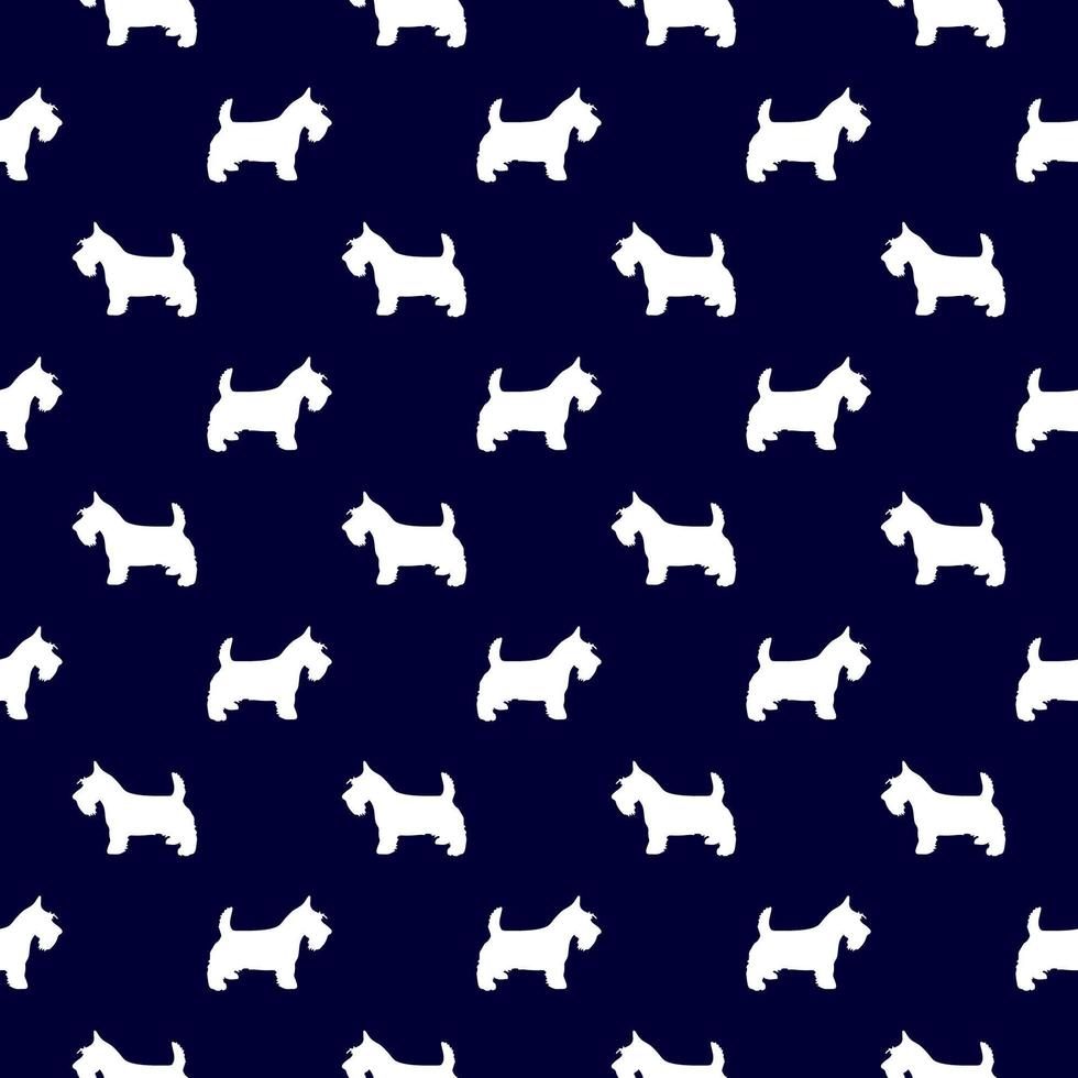 Scottish Terrier seamless pattern in navy and white vector