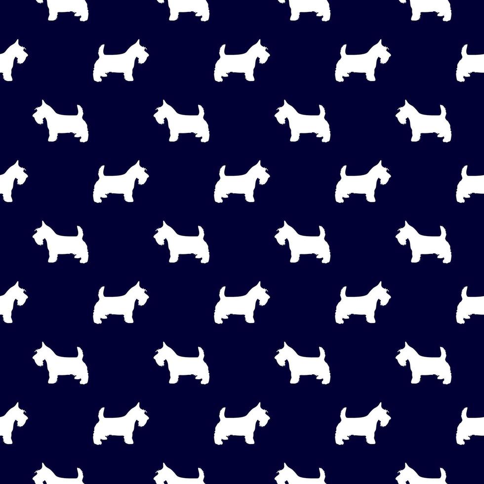 Scottish terrier de patrones sin fisuras en azul marino y blanco vector