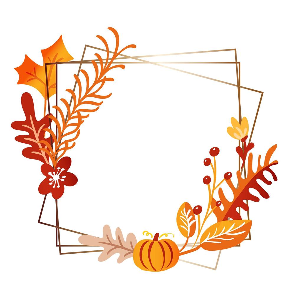 Square autumn bouquet frame vector