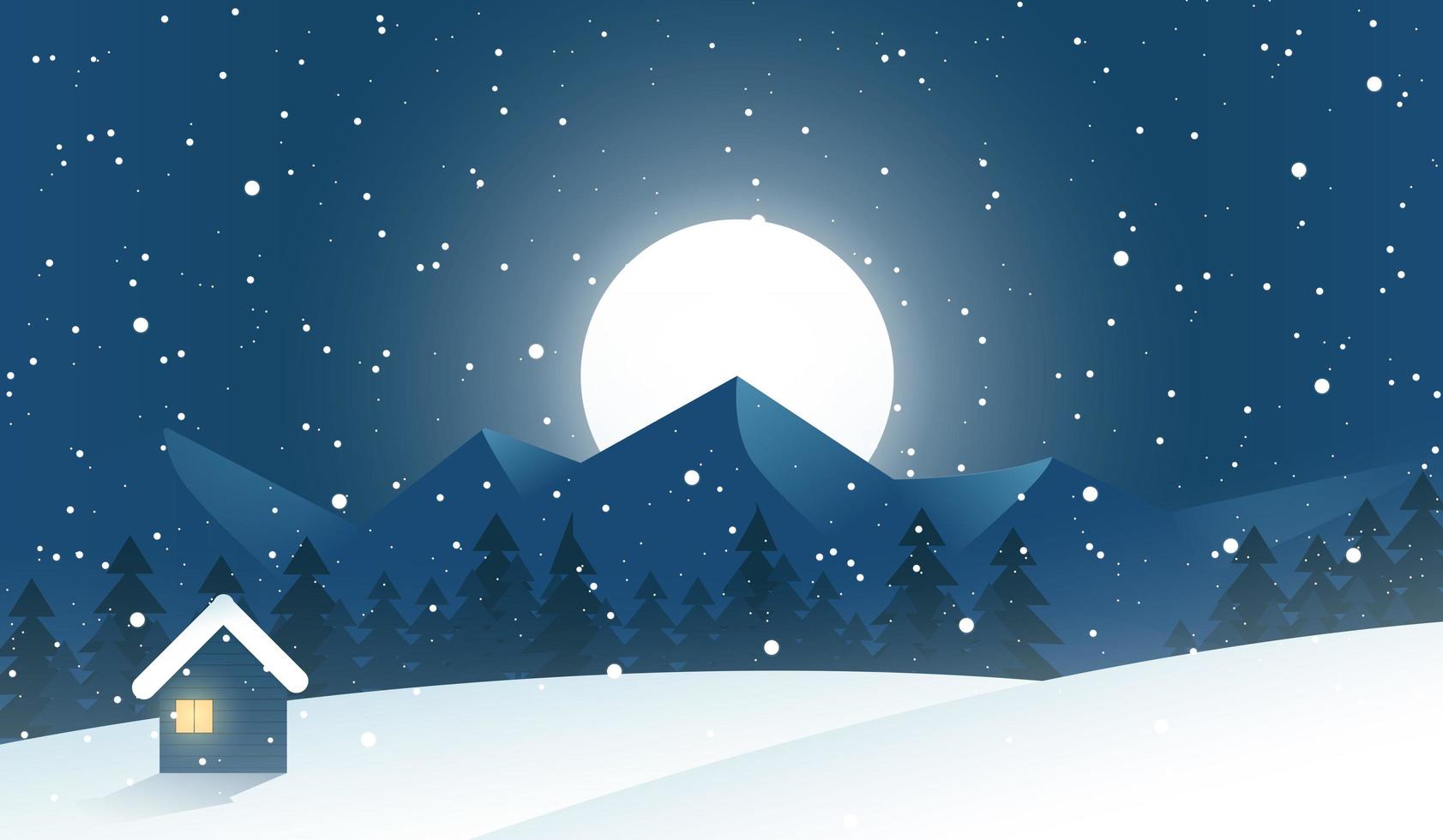 Under the Moonlight Winter Season Scene vector