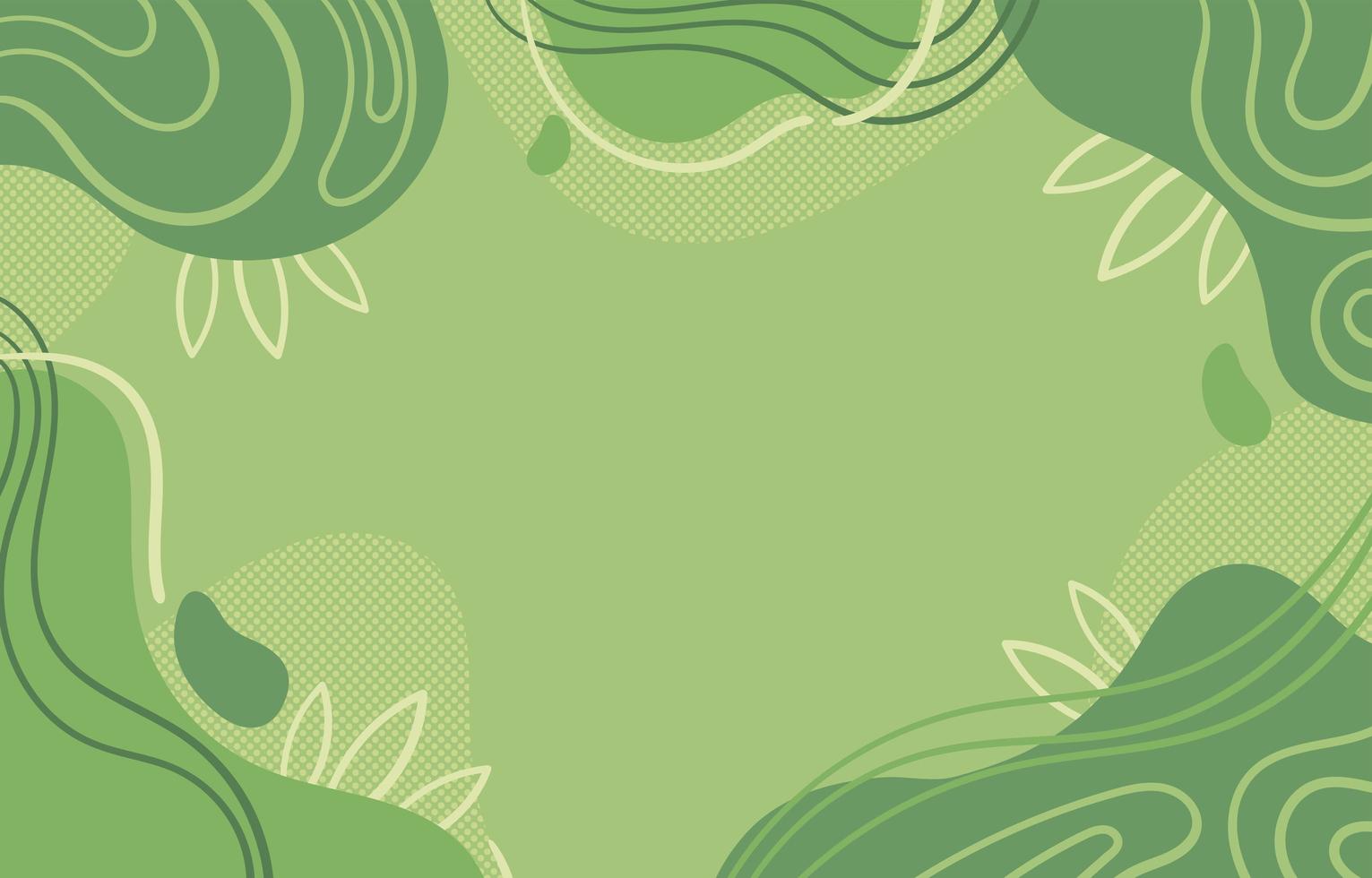 Abstract Green Background with Waves and Leave Accent vector