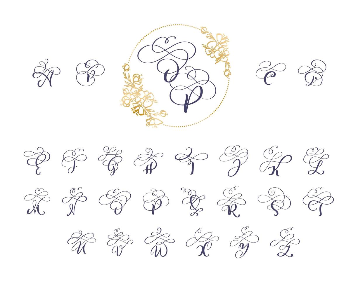 Handwritten brush style modern calligraphy set vector