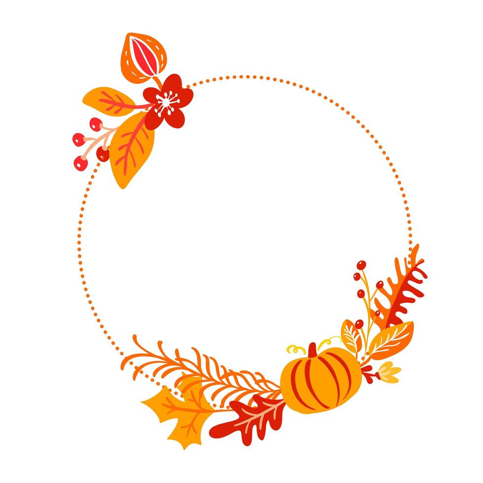 Autumn bouquet wreath frame vector