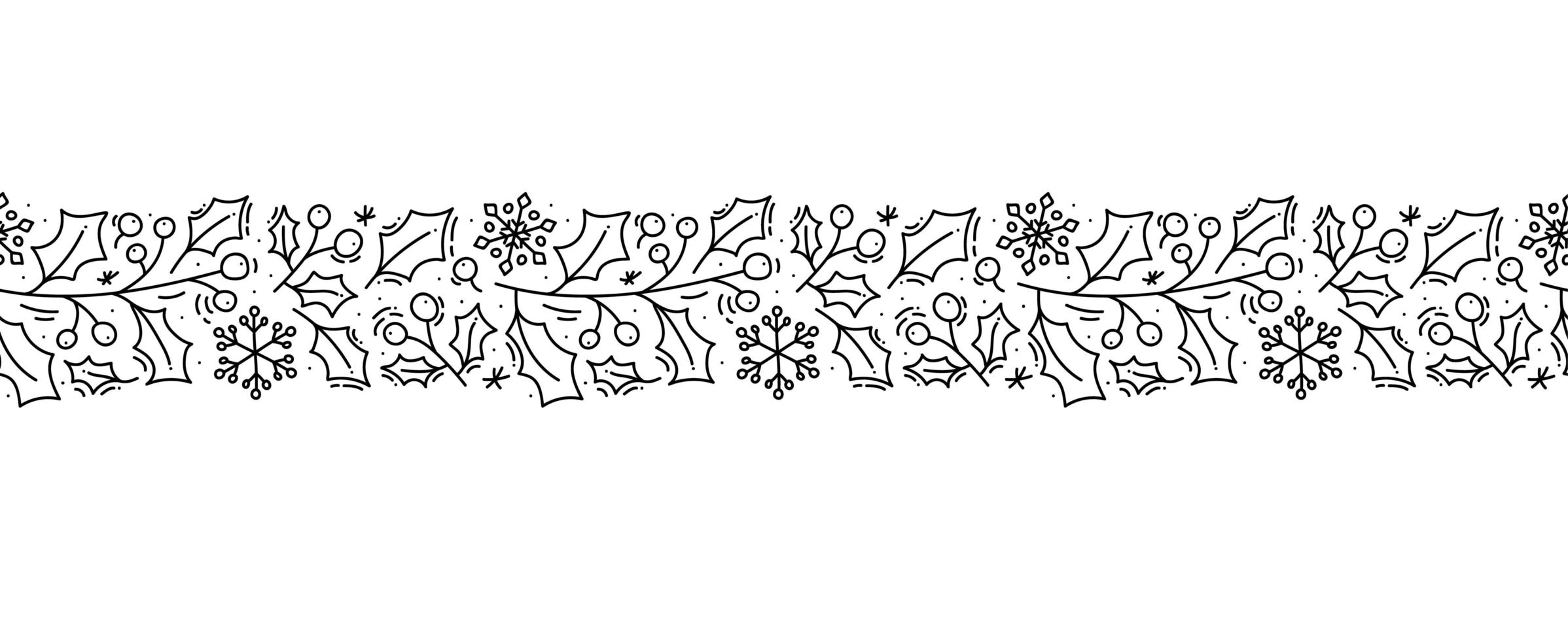Christmas monoline scandinavian seamless pattern vector