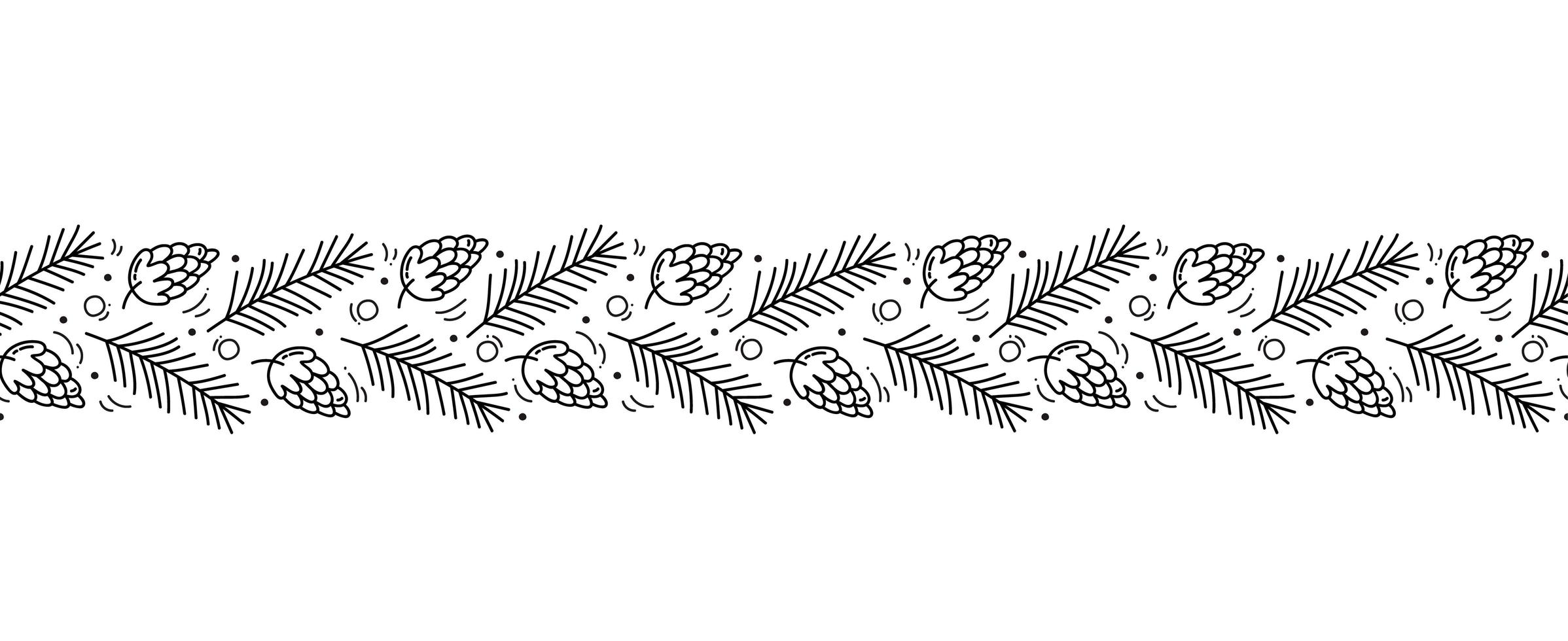 Christmas monoline Scandinavian seamless pattern vector