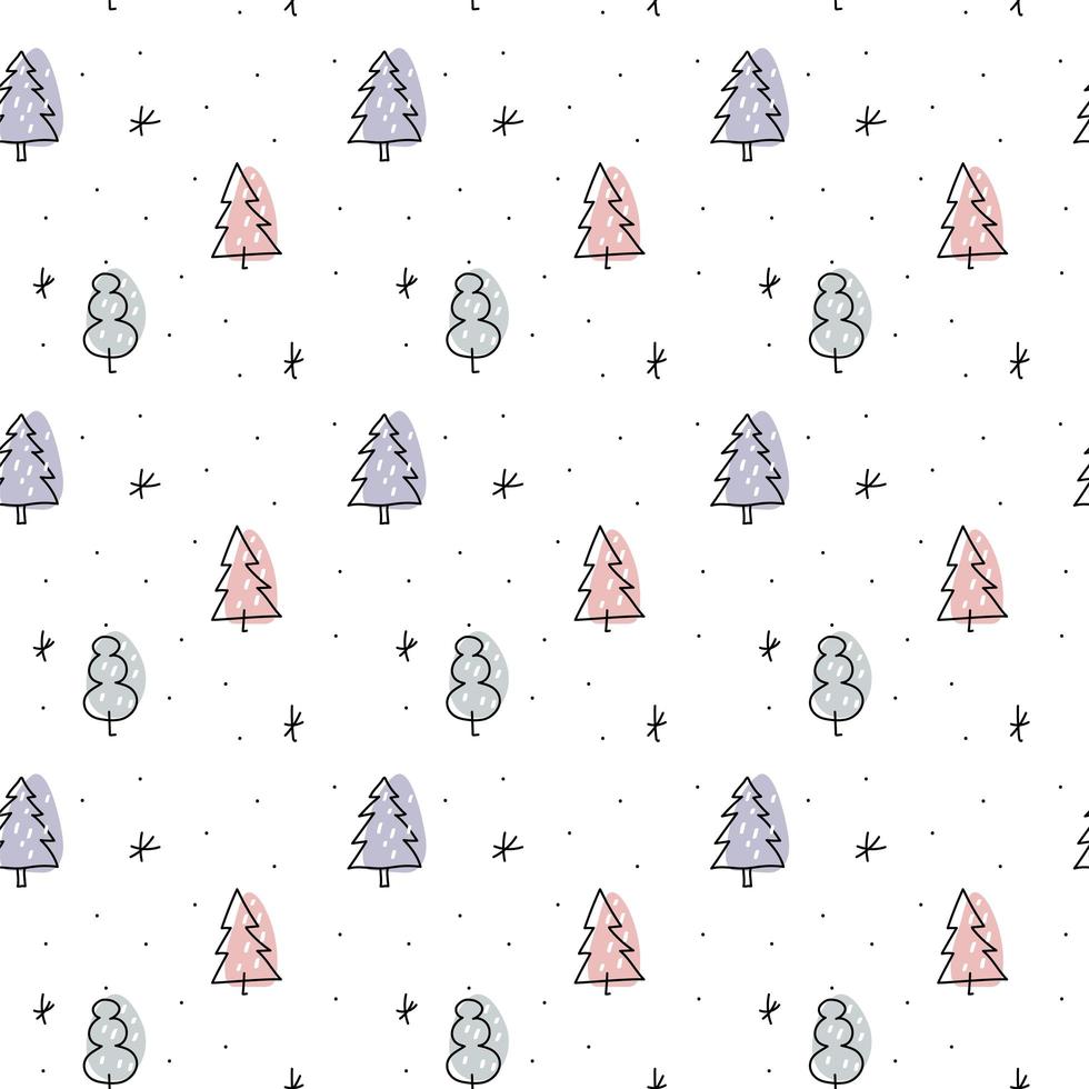 Christmas minimalist monoline Scandinavian seamless pattern vector