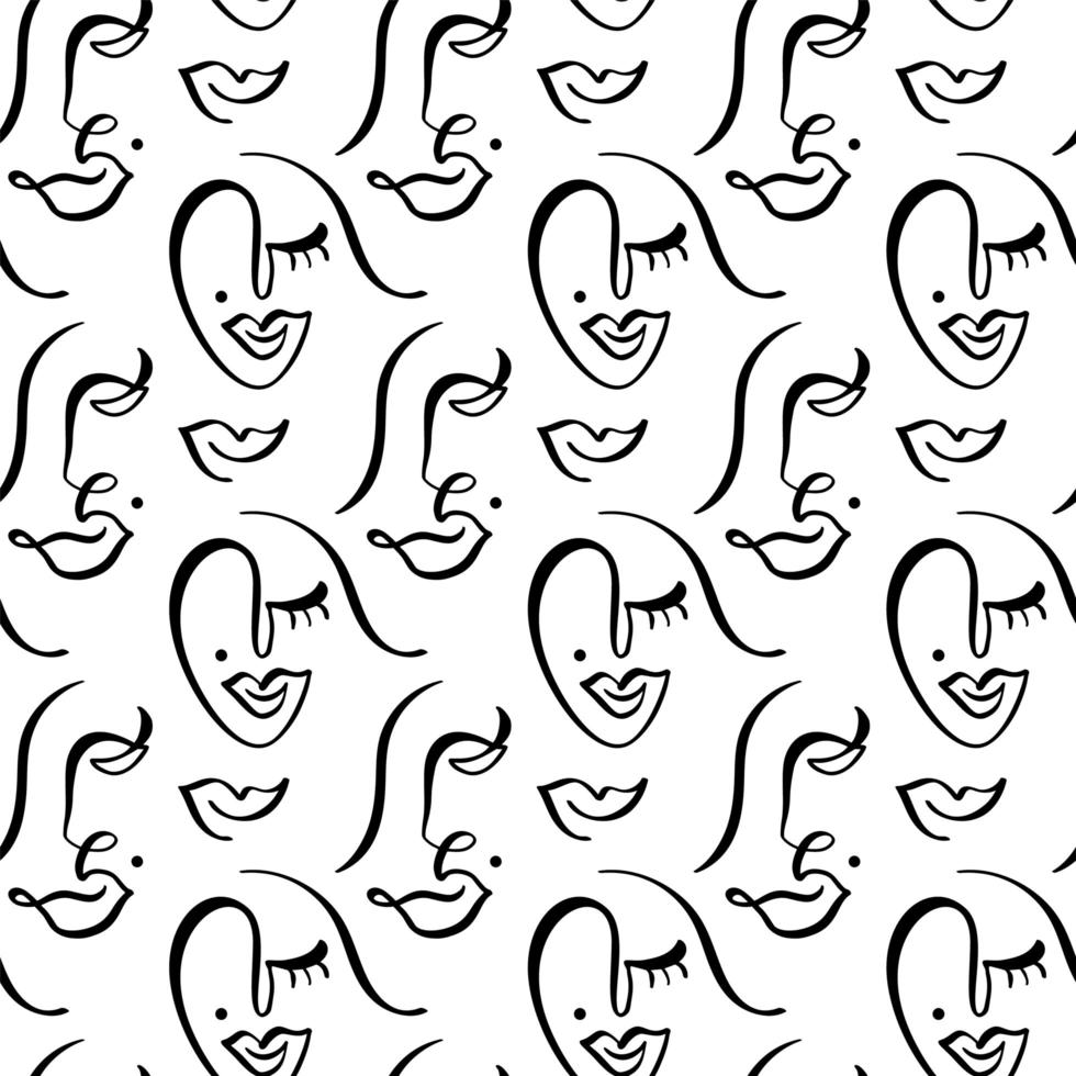 Beautiful woman face seamless pattern vector