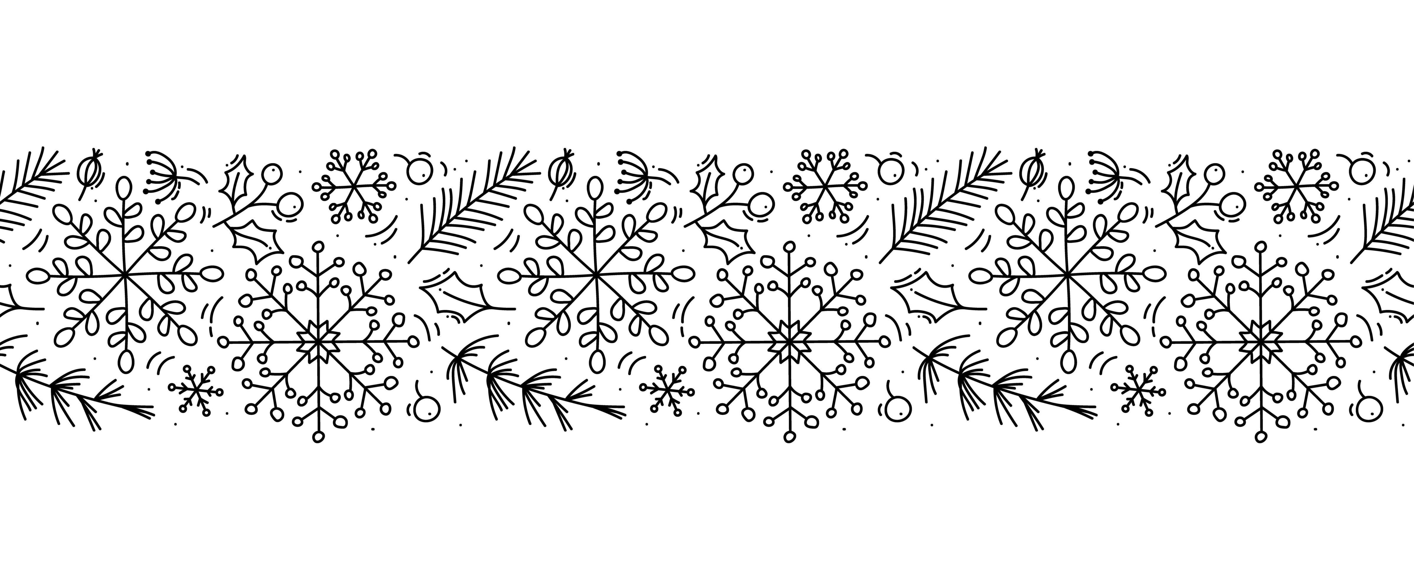 Christmas monoline scandinavian seamless pattern vector
