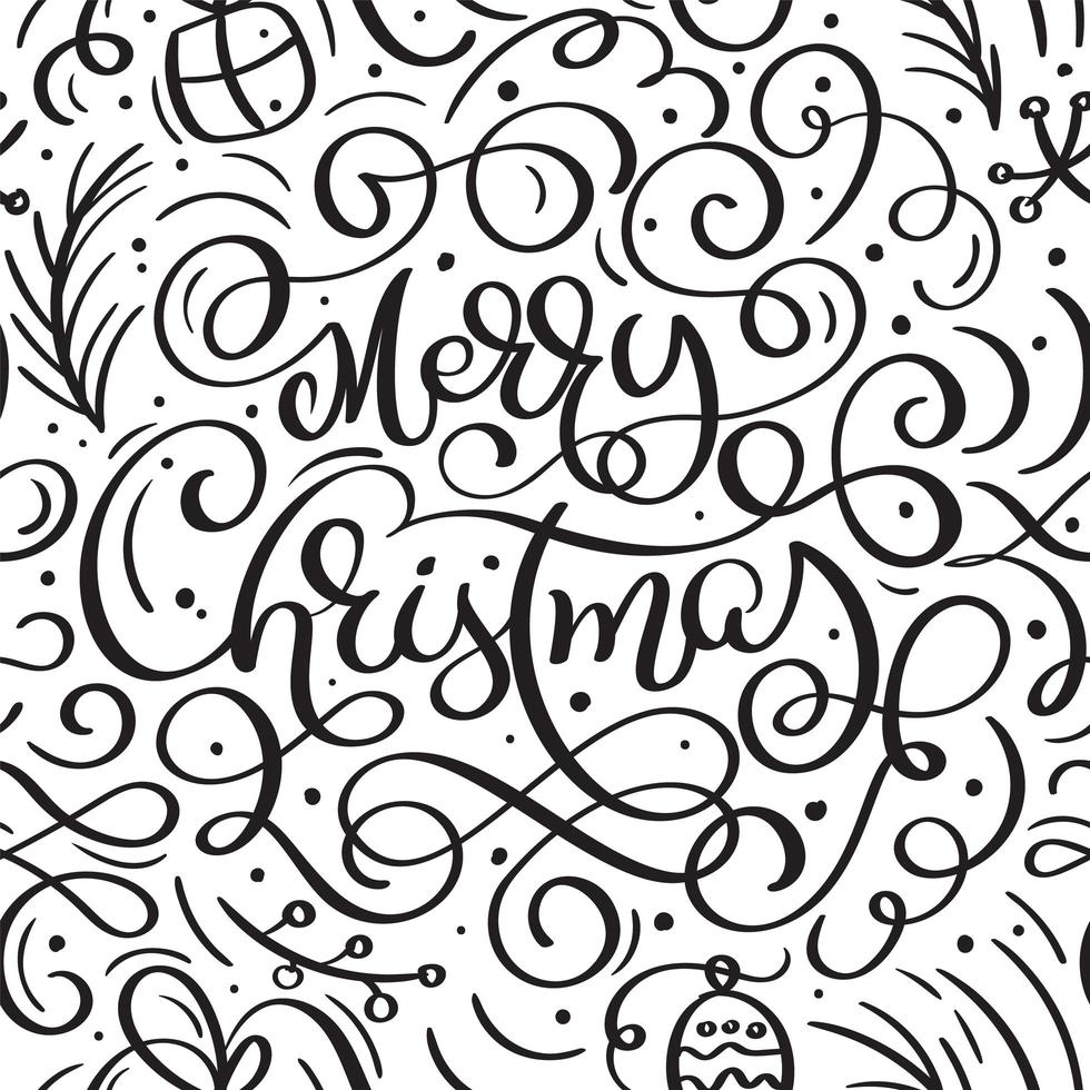 Seamless pattern for Christmas with flourish and calligraphy vector