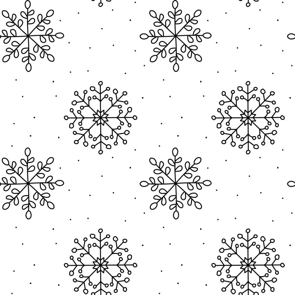 Winter snowflake monoline Christmas pattern vector