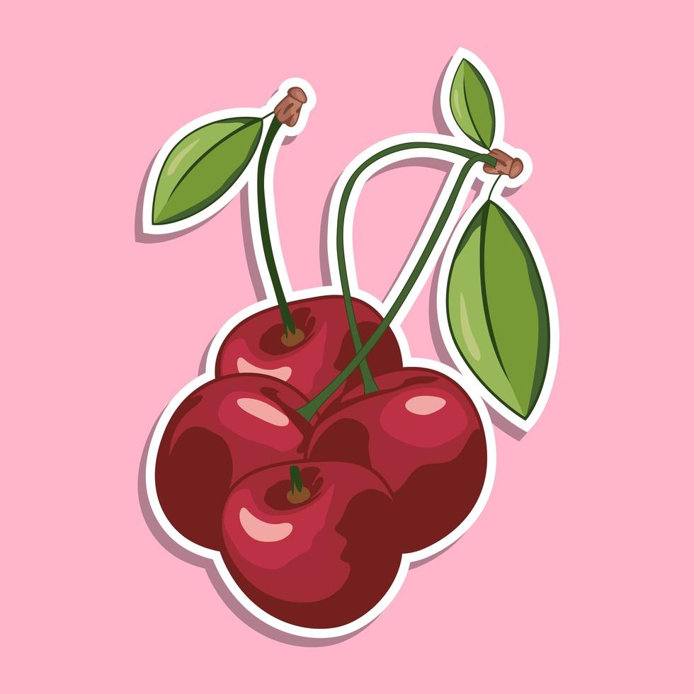 Cherry fruit cartoon sticker vector