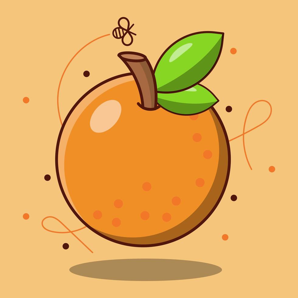 fruta fresca de naranja de dibujos animados lindo vector