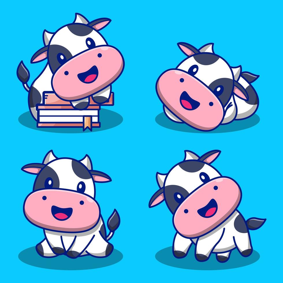 conjunto de vacas de dibujos animados lindo vector