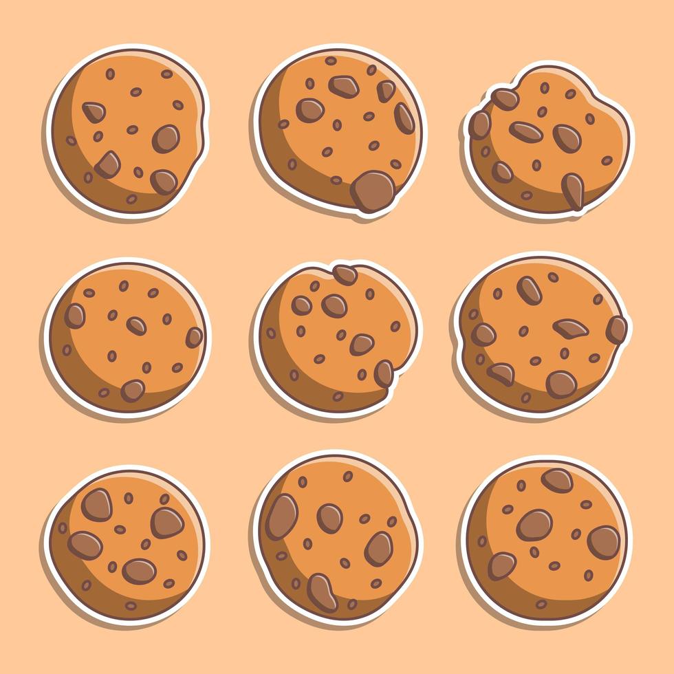 conjunto de galletas de estilo de dibujos animados lindo vector