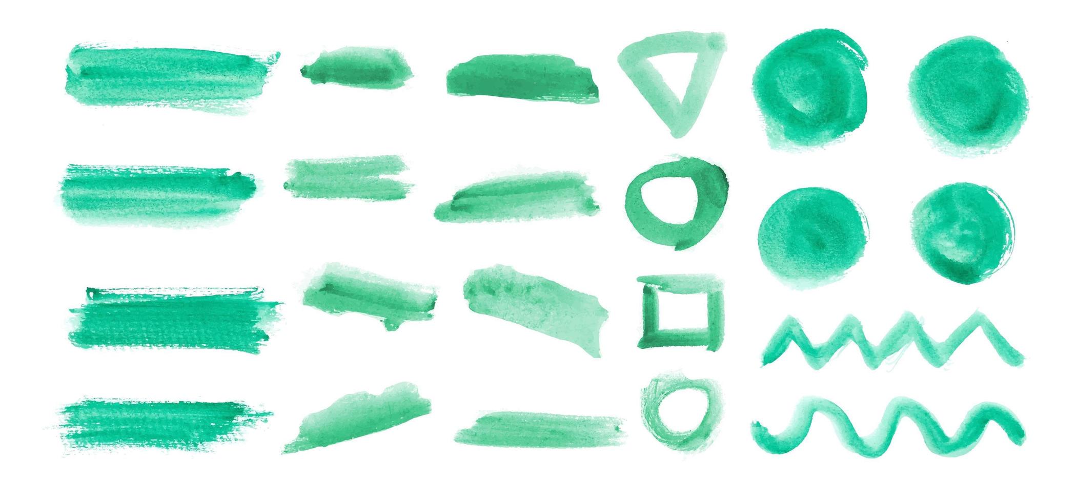 Set of green brushstroke elements vector