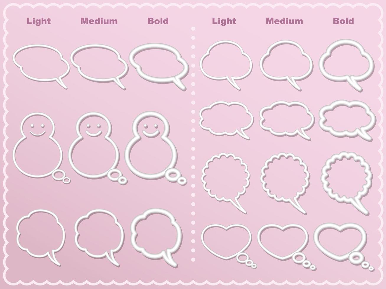 Set of 3D speech outline balloons vector