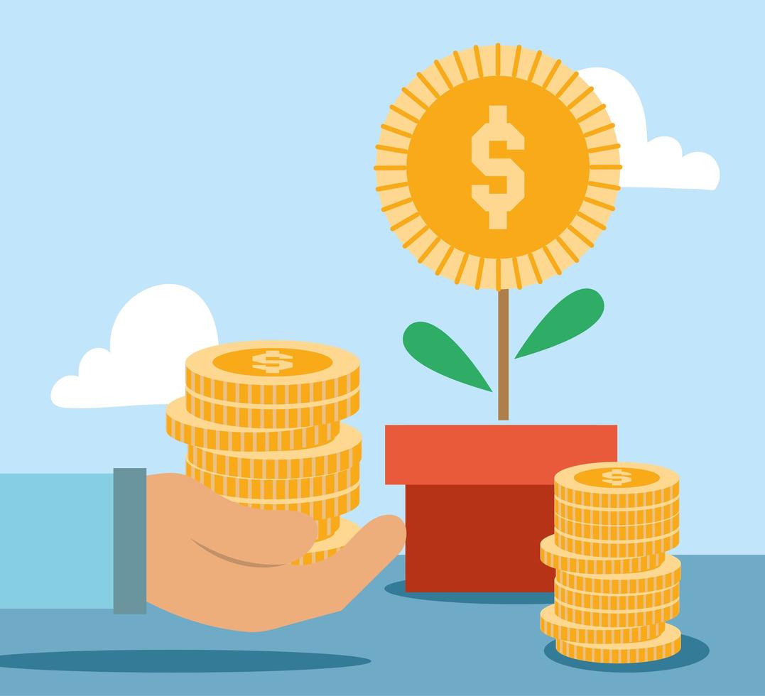Payment and finance composition with money tree vector