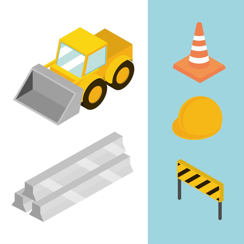 conjunto de iconos de construcción isométrica vector