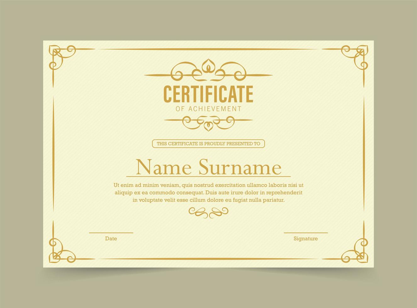 Certificate of achievement template vector