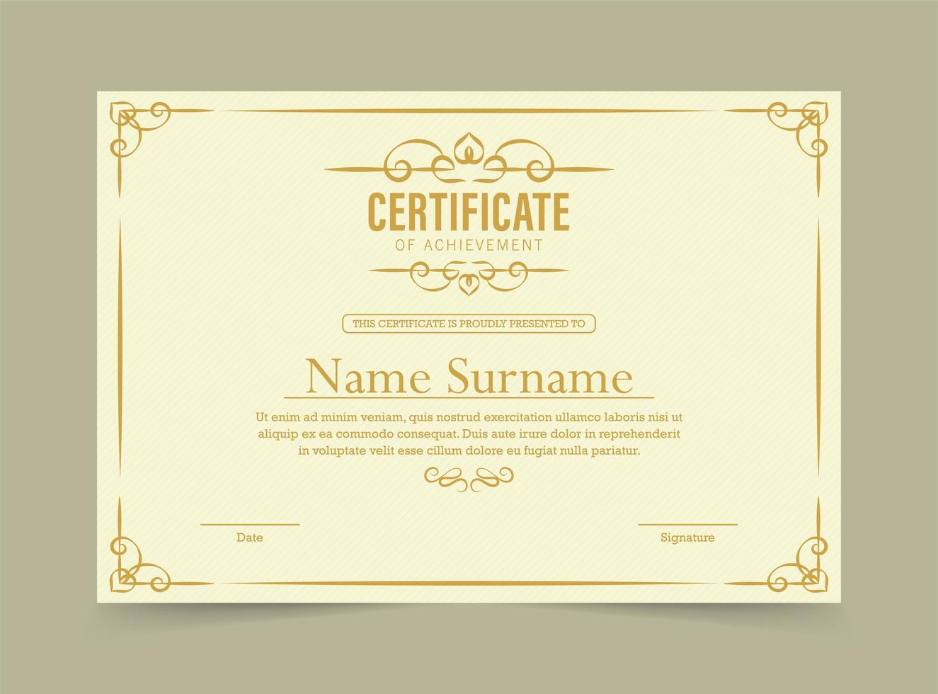 Certificate of achievement template vector