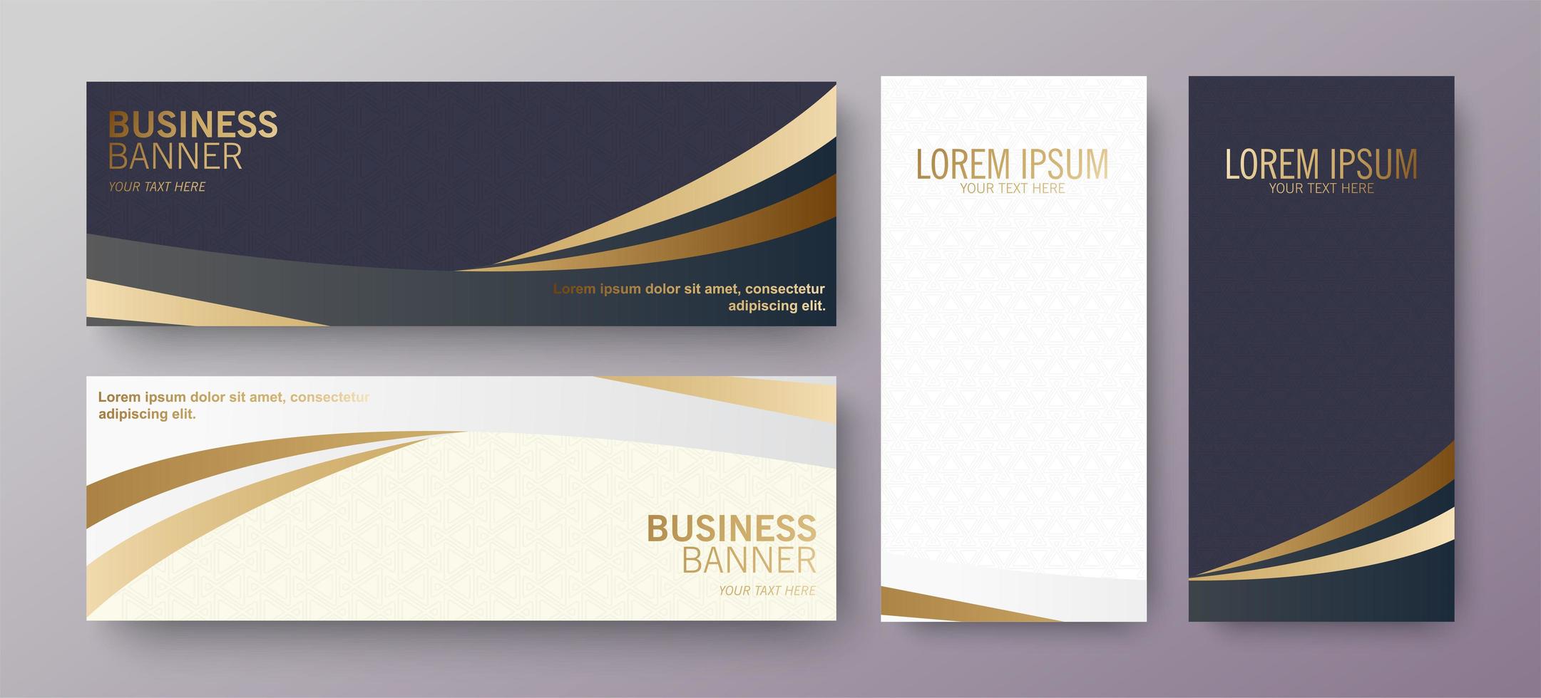 Luxury golden wave business banner set vector