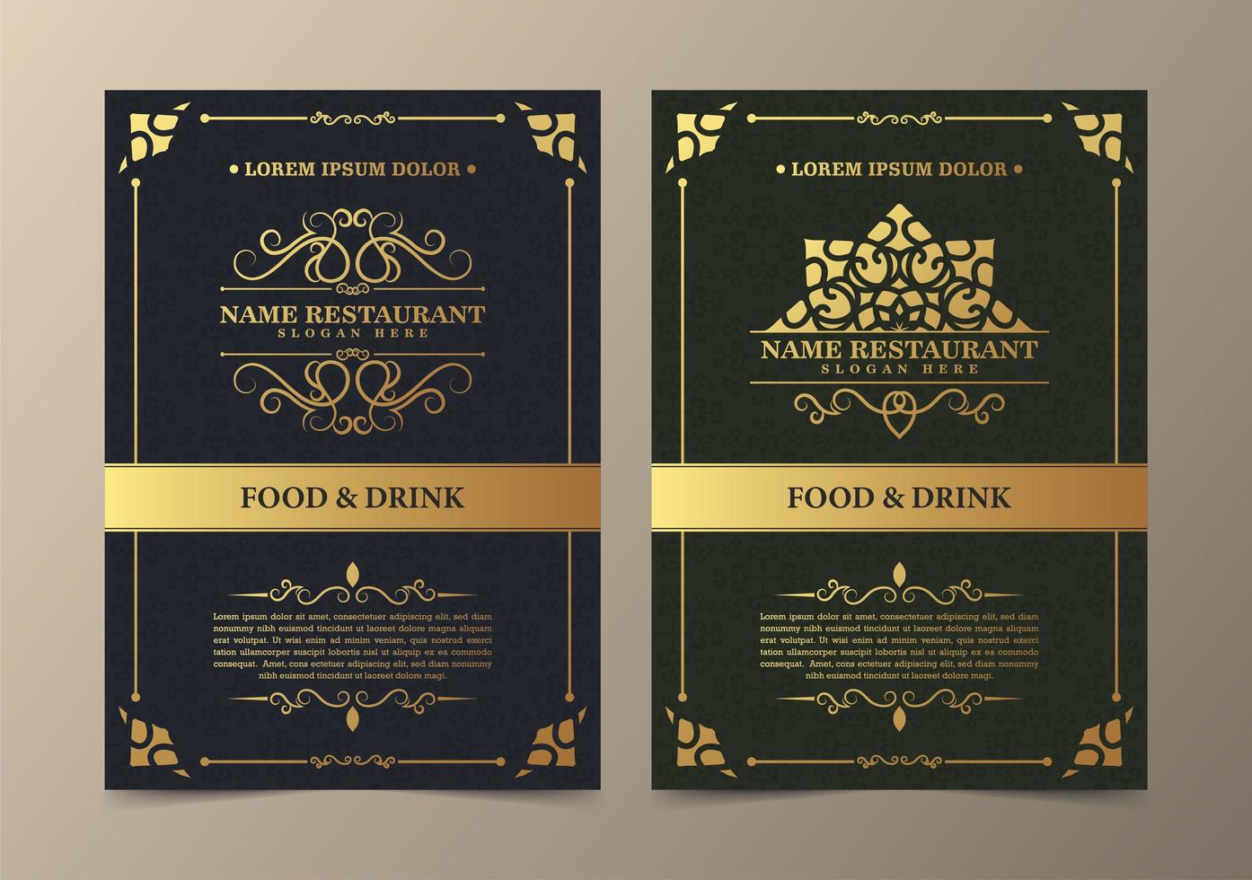 Restaurant menu with elegant ornamental style vector