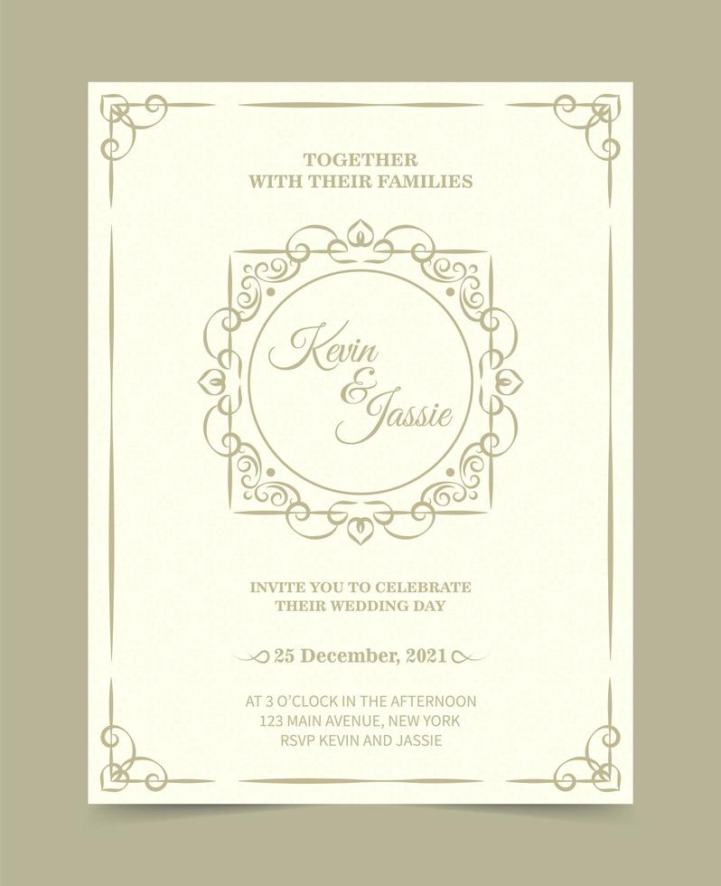 elegante tarjeta de invitación de boda clásica vector
