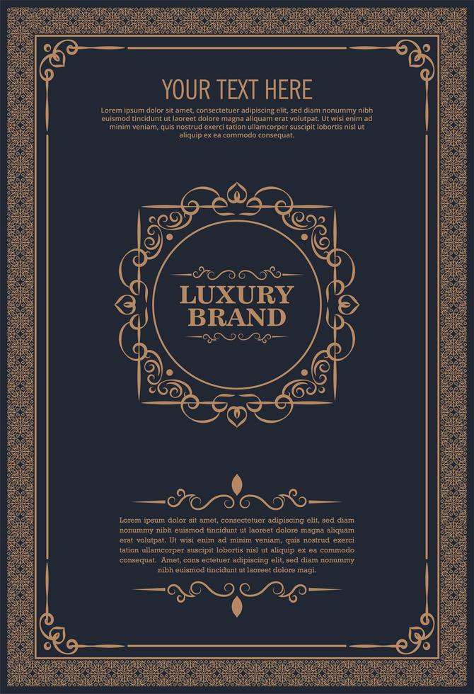 Luxury greeting card, vintage ornament template vector