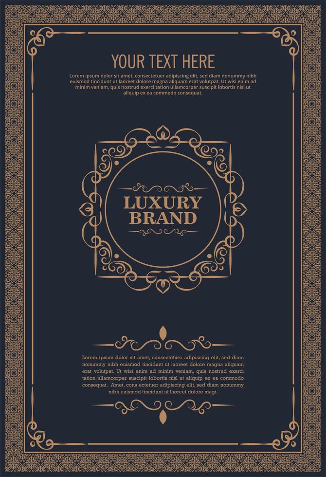 Luxury greeting card, vintage ornament template vector