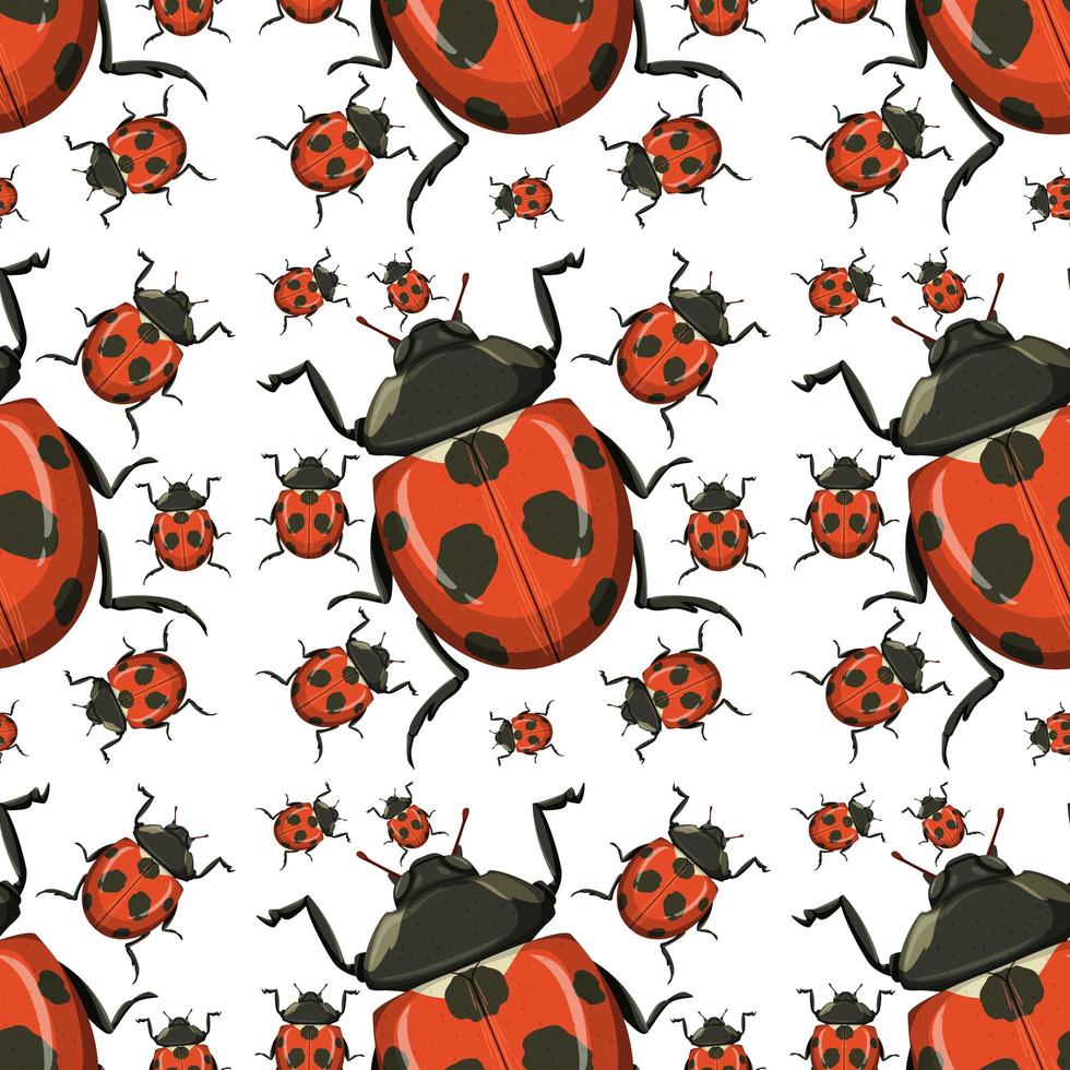 Cute ladybug seamless pattern vector
