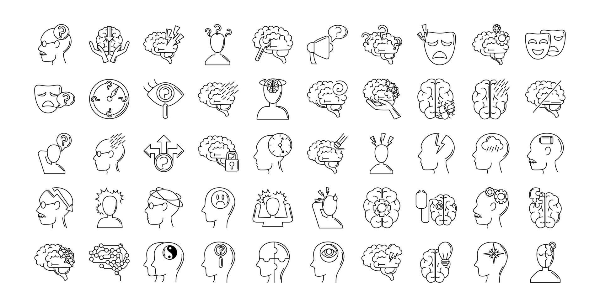 Alzheimer's disease and dementia symptoms icon set vector